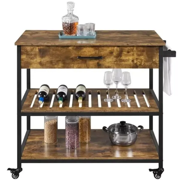 Versatile 3-Tier Rolling Kitchen Cart with Storage