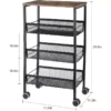 4-Tier Rolling Kitchen Storage Cart with Wooden Shelves & Lockable Wheels