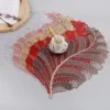 106794-838a93.webp Elegant Nordic Leaf Design PVC Placemat - Water Resistant, Non-slip Kitchen Table Mat