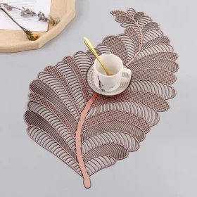 106794-b6d5c2.webp Elegant Nordic Leaf Design PVC Placemat - Water Resistant, Non-slip Kitchen Table Mat