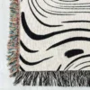Luxurious Black Water Waves Cotton Tapestry Blanket for Home and Travel