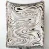 Luxurious Black Water Waves Cotton Tapestry Blanket for Home and Travel