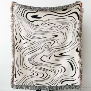 107052-684747.webp Luxurious Black Water Waves Cotton Tapestry Blanket for Home and Travel