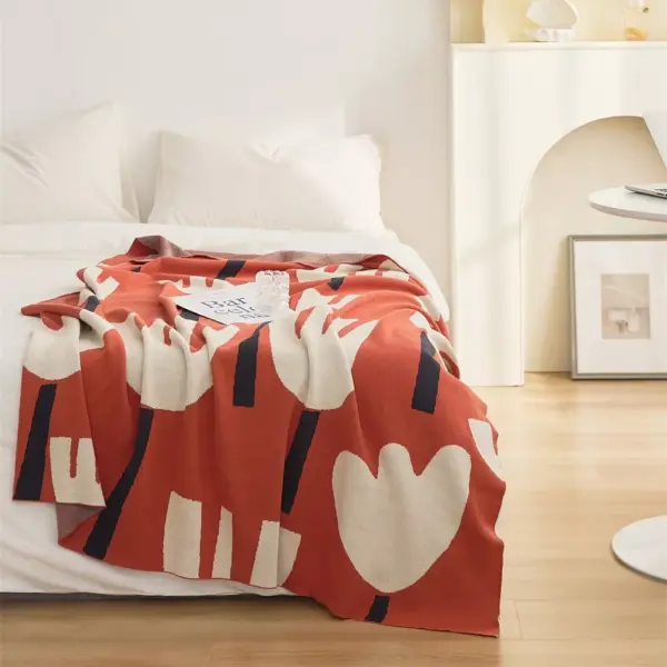 Spring Tulip Floral Cotton Knitted Throw