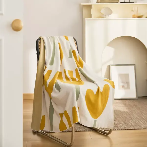 Spring Tulip Floral Cotton Knitted Throw