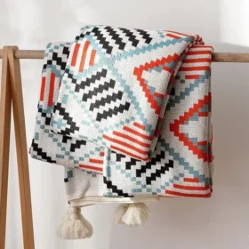 Bohemian Nordic Knitted Blanket