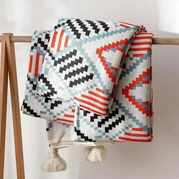 Bohemian Nordic Knitted Blanket