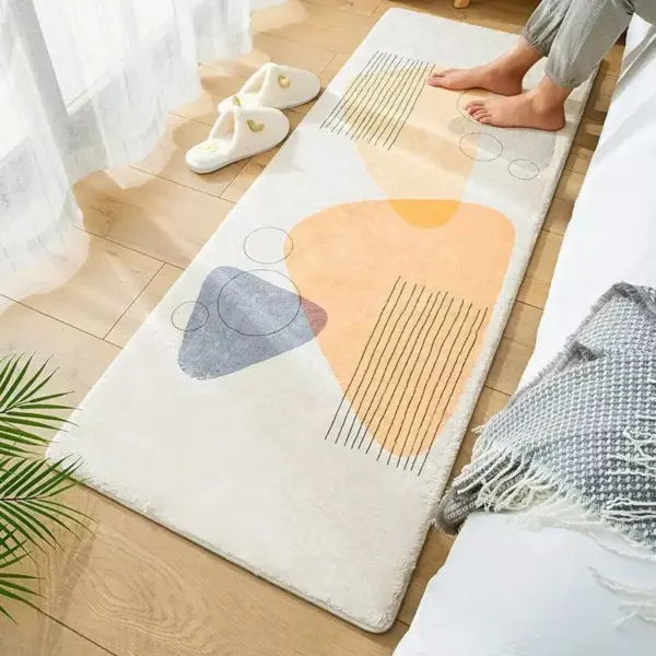 Luxurious Nordic-Inspired Fluffy Carpet with Tropical Plant Patterns
