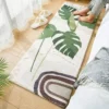 Luxurious Nordic-Inspired Fluffy Carpet with Tropical Plant Patterns