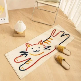 Charming Cartoon Cat Non-Slip Long Carpet for Living Room and Bedroom