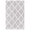 107130-e11db1.webp Elegant Gray/Ivory Trellis Shag Area Rug, 5' x 7' - Soft Polyester, Power Loomed