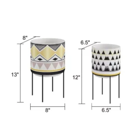 107509-1cca83.webp Mid-Century Modern Round Ceramic Planters with Metal Stand