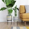 107509-5e8f3d.webp Mid-Century Modern Round Ceramic Planters with Metal Stand