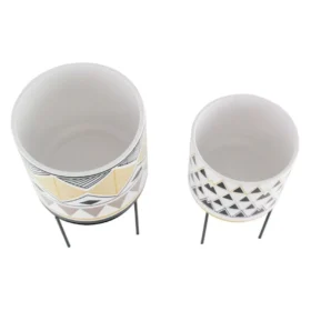 107509-7cac43.webp Mid-Century Modern Round Ceramic Planters with Metal Stand