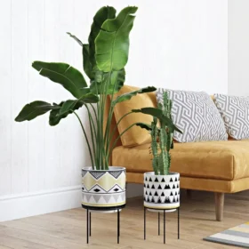 107509-93ef79.webp Mid-Century Modern Round Ceramic Planters with Metal Stand