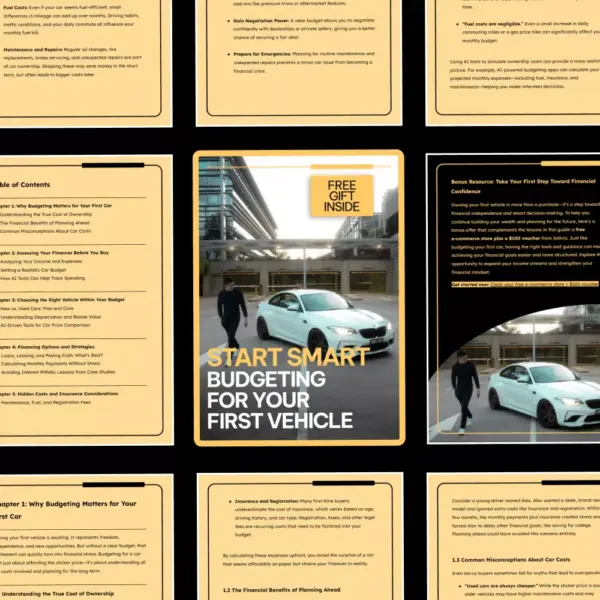 Start Smart: Budgeting for Your First Vehicle - A Comprehensive eBook Guide on How to Budget for Your First Car