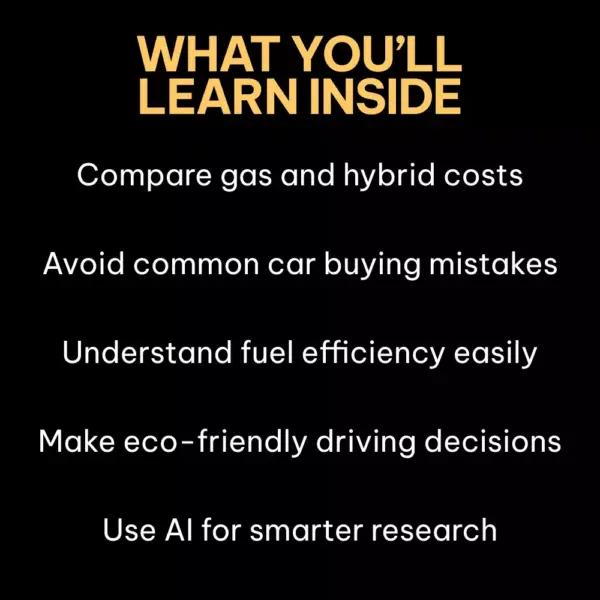 The Car Choice: Gas or Hybrid – Smart Car Buying Guide, Hybrid vs Gas Comparison eBook, Fuel Efficiency & Cost Savings Checklist, Eco-Friendly Vehicle Decision Digital Download