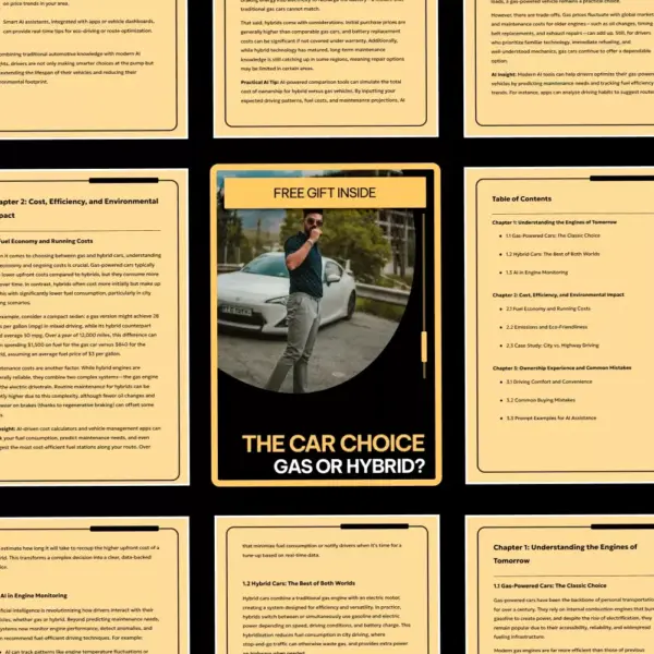 The Car Choice: Gas or Hybrid – Smart Car Buying Guide, Hybrid vs Gas Comparison eBook, Fuel Efficiency & Cost Savings Checklist, Eco-Friendly Vehicle Decision Digital Download