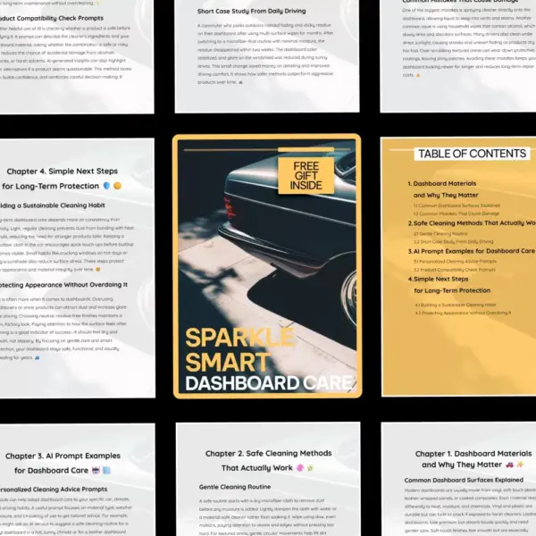 Sparkle Smart Dashboard Care | Digital Car Dashboard Cleaning Guide, Safe Interior Care eBook, Smart Maintenance Checklist Download