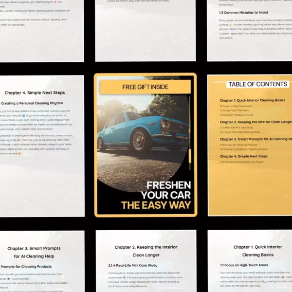 Freshen Your Car the Easy Way: Ultimate Digital Guide, eBook & Checklist for Interior Cleaning, Smart AI Prompts & Easy Car Care Routine