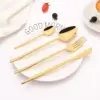 Luxurious 24-Piece Mirror Gold Dinnerware Set, 18/10 Stainless Steel Cutlery