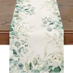111885-3c7a09.webp Spring Green Eucalyptus Linen Table Runner