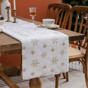 111886-f43581.webp Sparkling Snowflake Faux Fur Christmas Table Runner