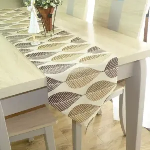 111891-0d3ca0.webp Elegant Leaf-Patterned Linen Table Runner