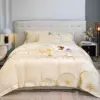 Luxury Egyptian Cotton Bedding Set with Floral Embroidery and Soft Duvet Cover