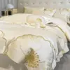 Luxury Egyptian Cotton Bedding Set with Floral Embroidery and Soft Duvet Cover
