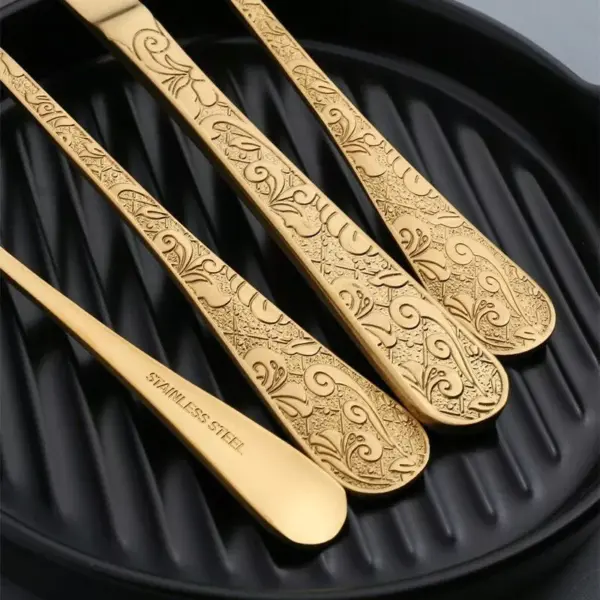 Best 24 Piece Elegant Golden Cutlery Set