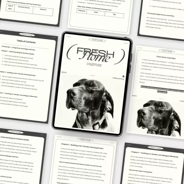 Fur, Paws, and a Fresh Home – How to Clean with Pets in the House | Digital Cleaning Guide for Pet Owners, eBook for Pet-Friendly Homes, Step-by-Step Pet Cleaning Routine