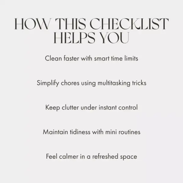 How to Tidy Up When You Have No Time – Printable Cleaning Checklist for Busy People | Instant Digital Download | Quick Home Reset Guide for When Life Gets Messy | how to clean when you have no time