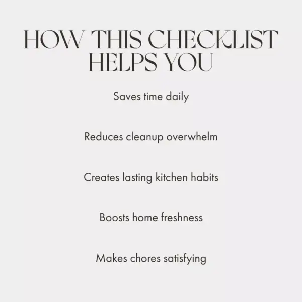 The Stress-Free Kitchen Cleanup Checklist | Digital Download | Easy Step-by-Step Guide for What to Do When Kitchen Is Messy