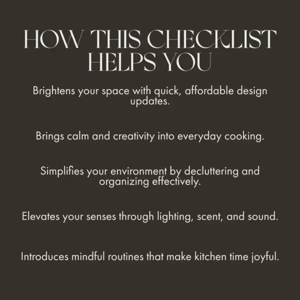 Kitchen Mood Makeover Checklist | Printable Home Decor Guide for Easy Ways to Change Kitchen Mood | Digital Download