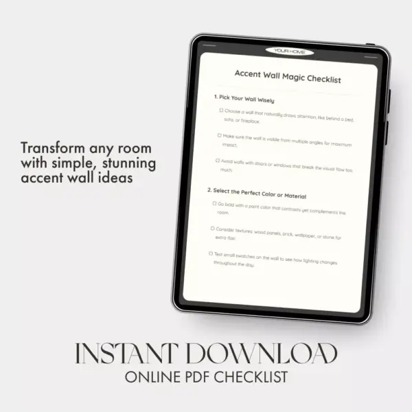 Accent Wall Magic Checklist | Digital Home Decor Guide | How to Create an Accent Wall Like a Pro | DIY Accent Wall Makeover Printable