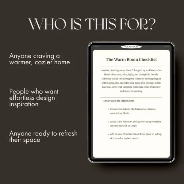 The Warm Room Checklist | Cozy Home Decor Guide | Digital Download for How to Make a Room Feel Warmer Instantly