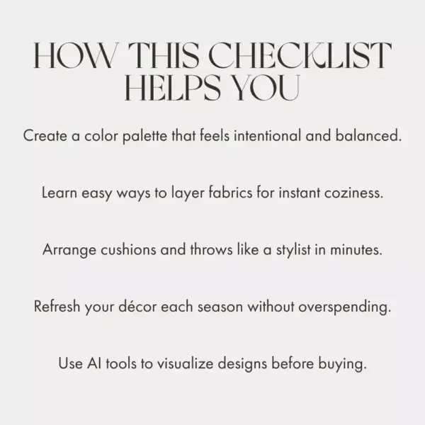 Cushion & Throw Magic Checklist | Digital Download Home Styling Guide | How to Style Cushions and Throws for a Cozy, Designer Look