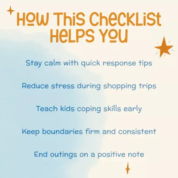 Store Tantrum Management Checklist | Printable Digital Download | Parenting Guide for What to Do When Child Throws Tantrum in Store