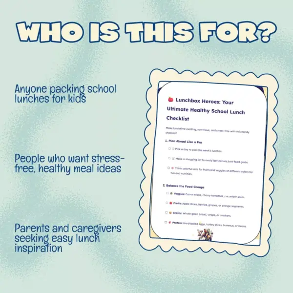 Lunchbox Heroes: Your Ultimate Healthy School Lunch Checklist | Printable Digital Download | Healthy Kids Meal Planner & School Lunch Ideas