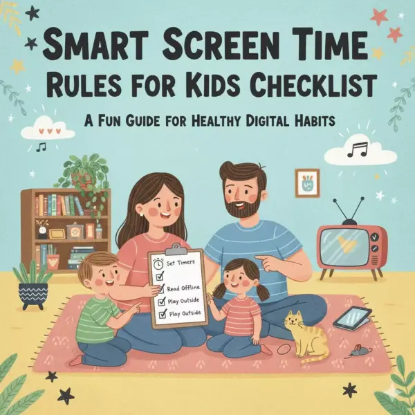 Smart Screen Time Rules for Kids Checklist | Digital Parenting Guide | Printable Family Tech Rules eBook for Healthy Screen Time