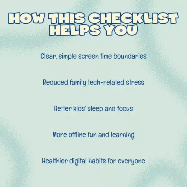 Smart Screen Time Rules for Kids Checklist | Digital Parenting Guide | Printable Family Tech Rules eBook for Healthy Screen Time