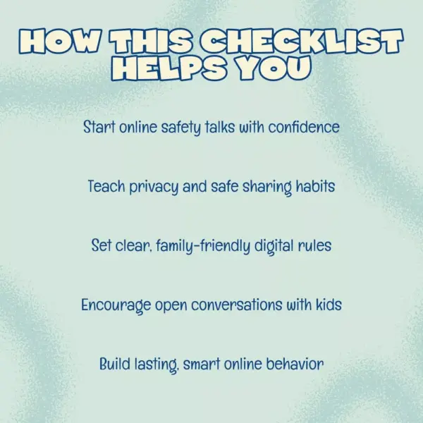 Talking Online Safety With Kids Checklist | Digital Download Printable Guide for Parents | eBook, Child Internet Safety Rules & Family Conversation Tips