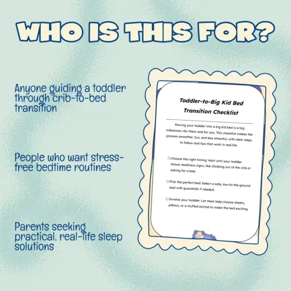 Toddler-to-Big Kid Bed Transition Checklist | Printable Guide with Tips for Transitioning Toddler to Big Kid Bed